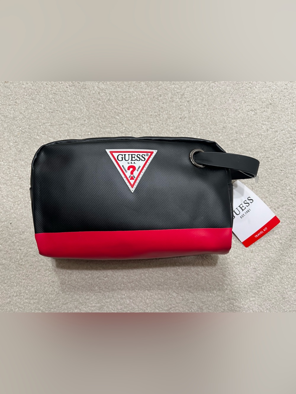 GUESS Black and Red Men's Toiletry Pouch